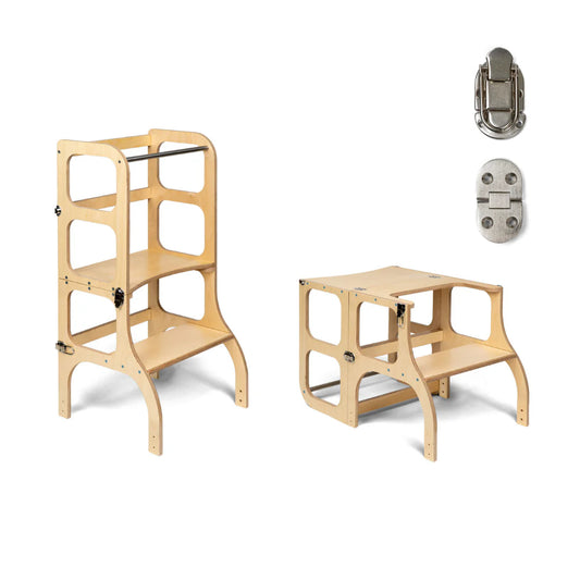 leertoren step'n sit, wooden + silver - ETTE TETE