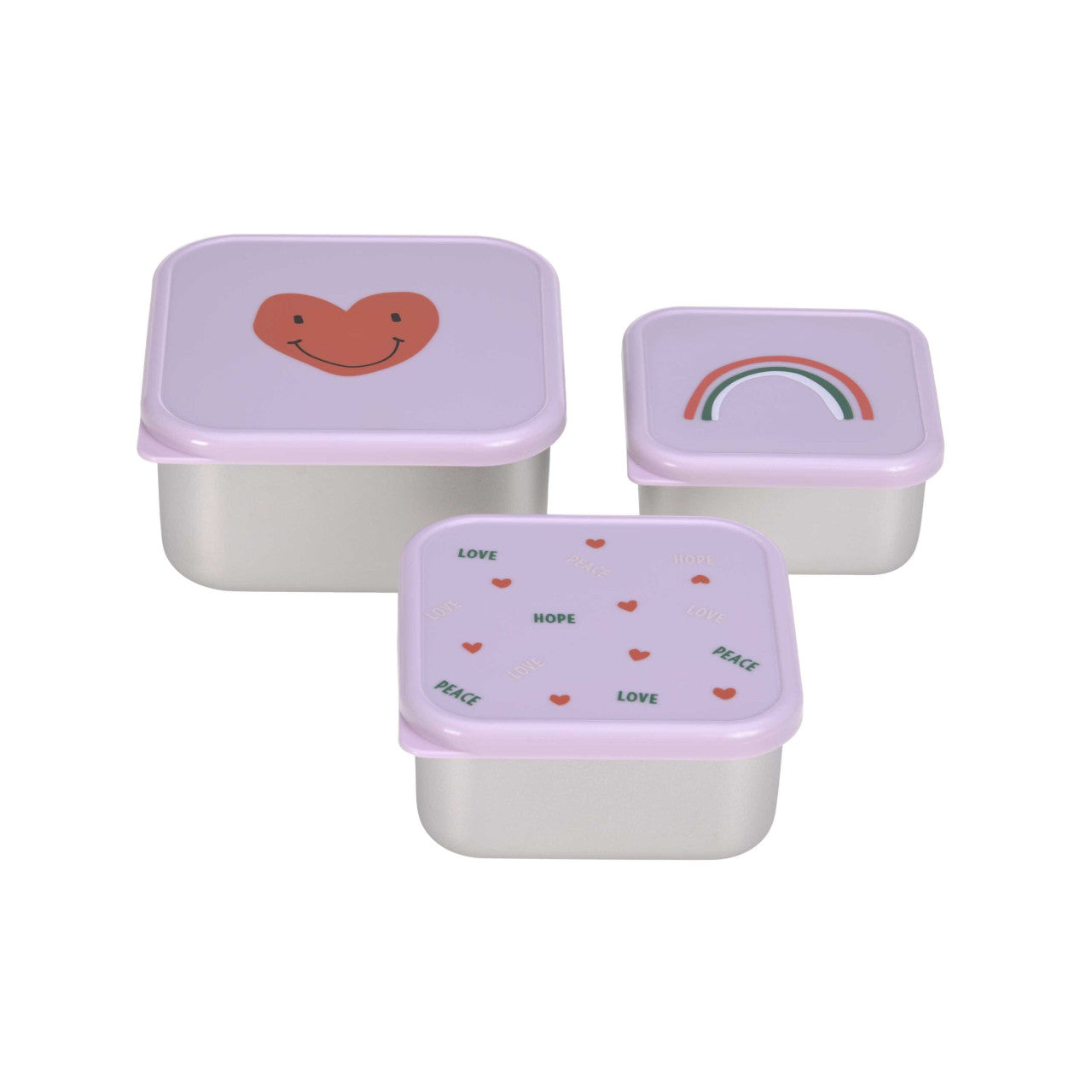 snackdoosjes happy fruit, 3 stuks, heart lavender – LÄSSIG