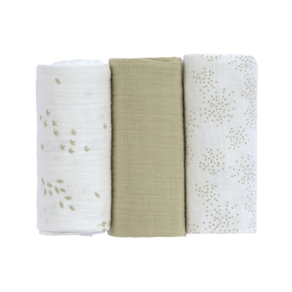 monddoekjes, 3-pack, leave olive milky – LÄSSIG