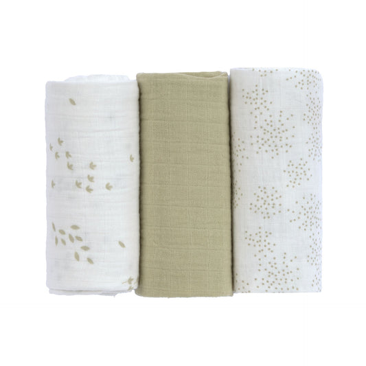 monddoekjes, 3-pack, leave olive milky – LÄSSIG