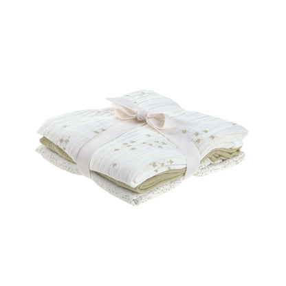 monddoekjes, 3-pack, leave olive milky – LÄSSIG