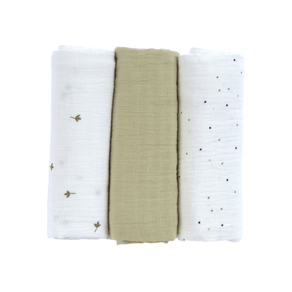 verzorgingsdoek, 3-pack, leave olive – LÄSSIG