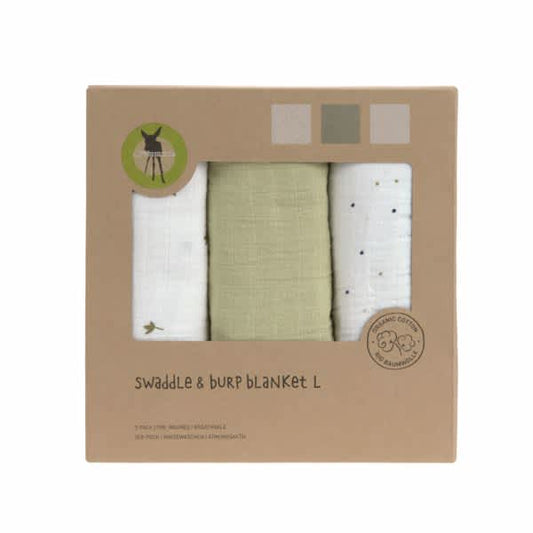 verzorgingsdoek, 3-pack, leave olive – LÄSSIG