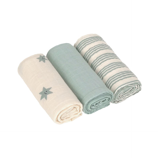 verzorgingsdoek, 3-pack tiny team, granite green – LÄSSIG