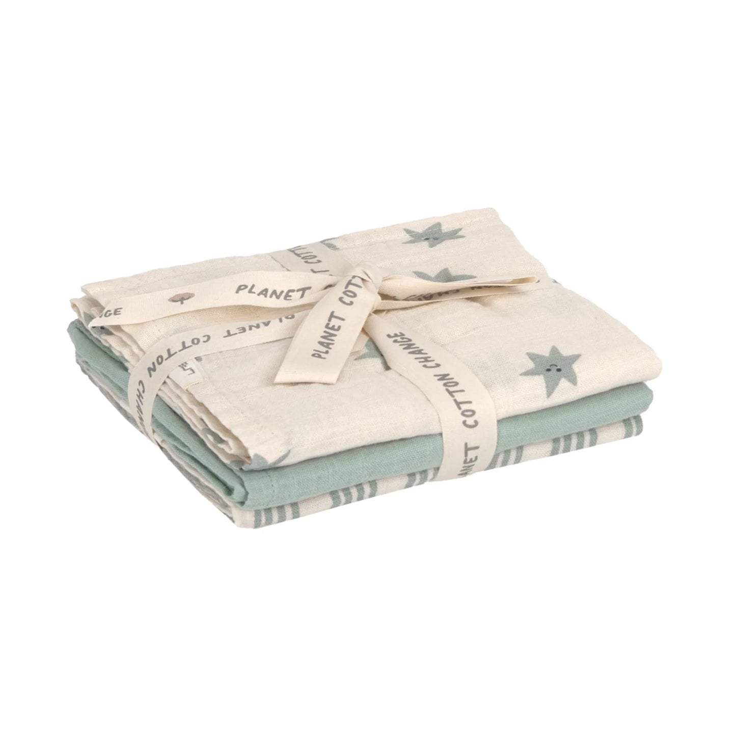 verzorgingsdoek, 3-pack tiny team, granite green – LÄSSIG