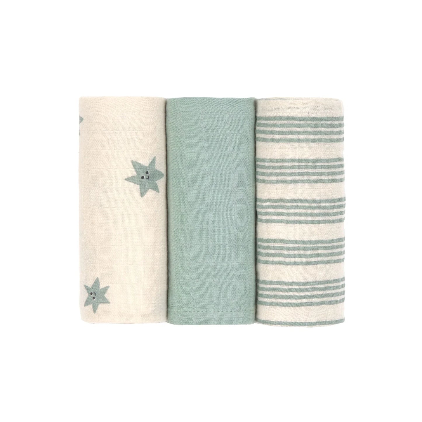 verzorgingsdoek, 3-pack tiny team, granite green – LÄSSIG