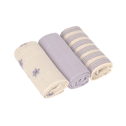 verzorgingsdoek, 3-pack tiny team, pastel lilac – LÄSSIG
