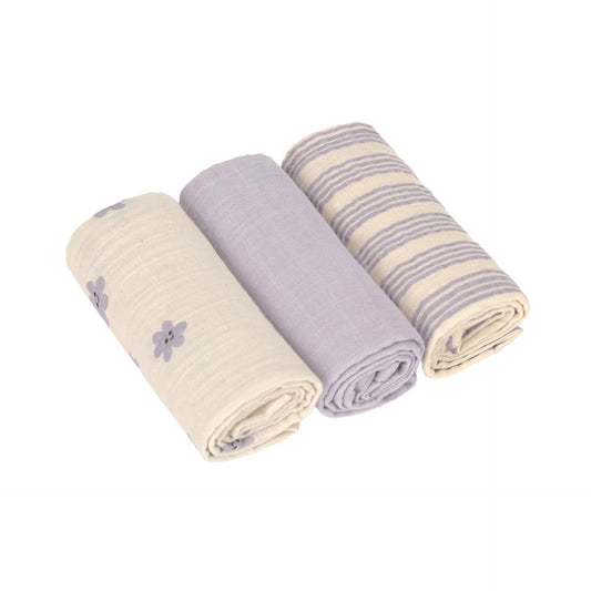 verzorgingsdoek, 3-pack tiny team, pastel lilac – LÄSSIG