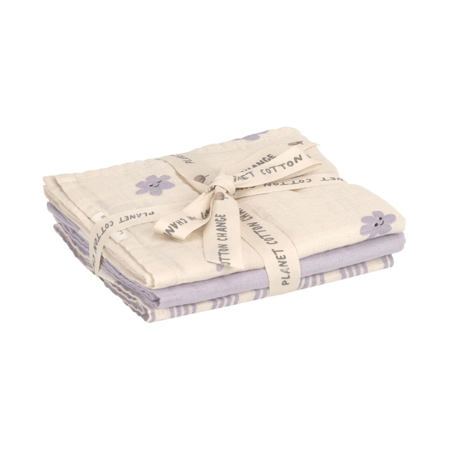 verzorgingsdoek, 3-pack tiny team, pastel lilac – LÄSSIG