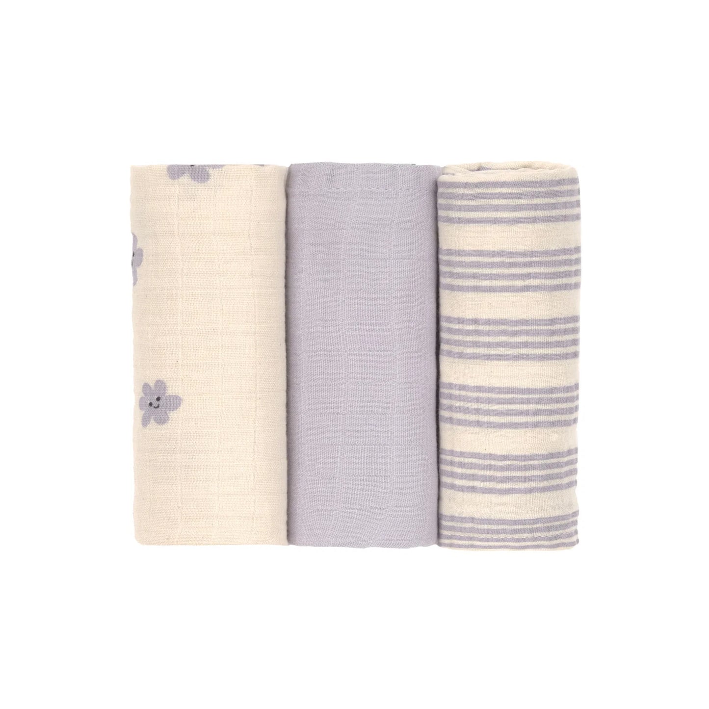 verzorgingsdoek, 3-pack tiny team, pastel lilac – LÄSSIG