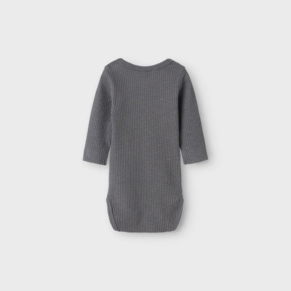 body print lange mouwen, rib poppyseed - LIL' ATELIER