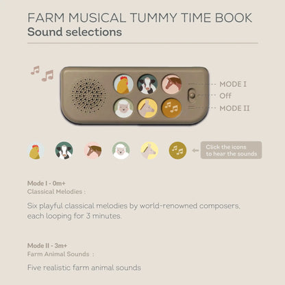 boekje tummy time, farm musical - TAF TOYS