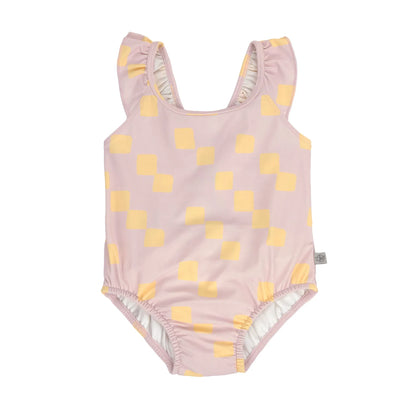 UV zwempak checkerboard, pale pink/yellow - LÄSSIG
