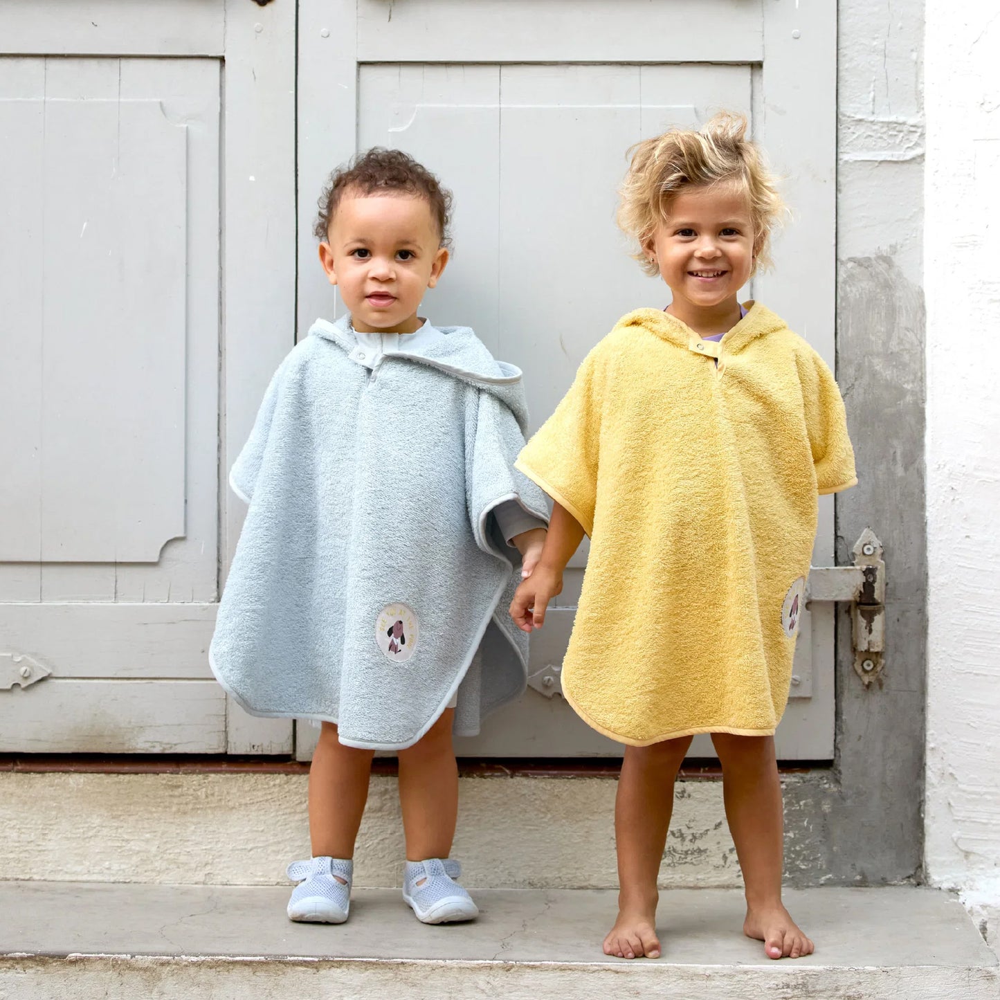 poncho badstof, pale yellow - LÄSSIG