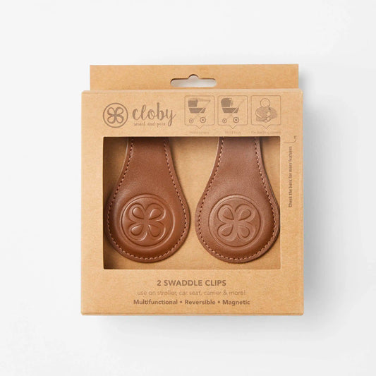 set clips leder, bruin - CLOBY