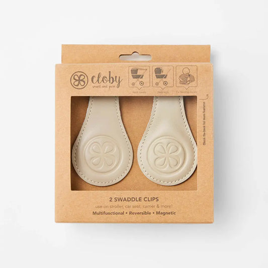 set clips leder, beige - CLOBY