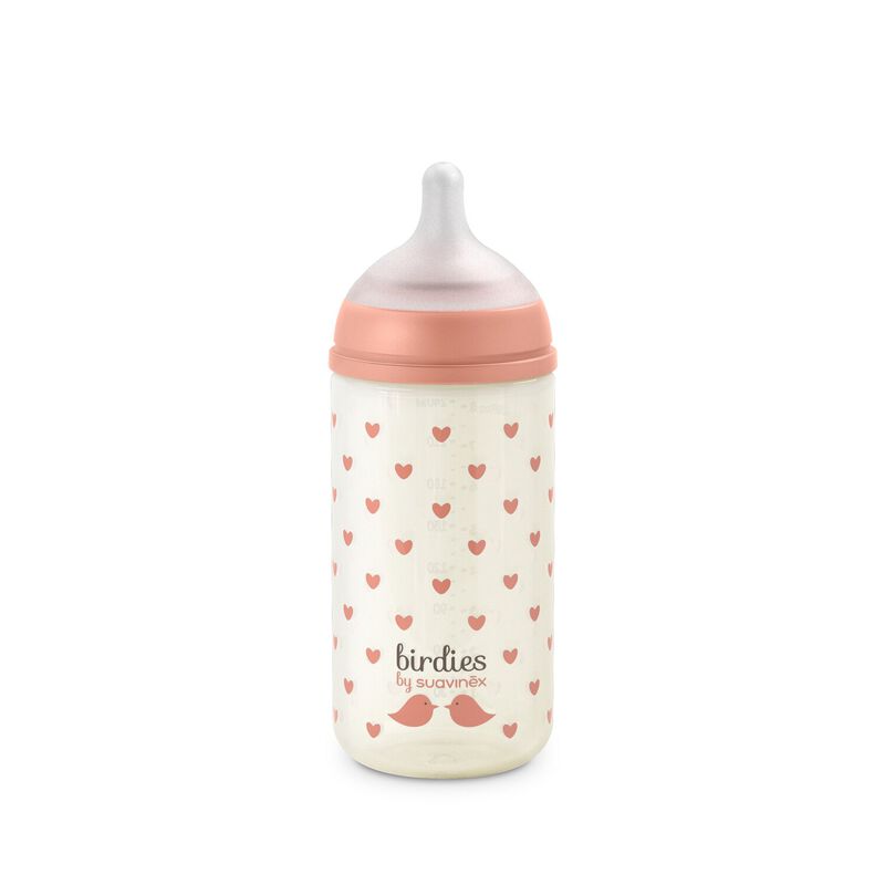 zuigfles glas sx pro s birdies, 240 ml, pink – SUAVINEX