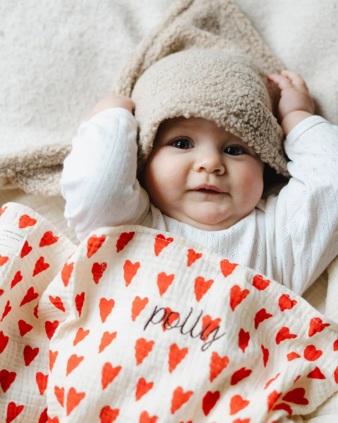 hydrofiele doek j'adore, wit/rood - ATELIER POMME
