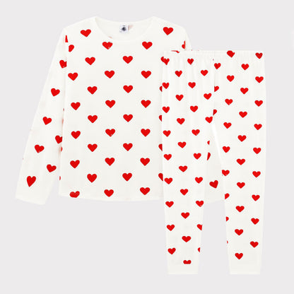 kinderpyjama katoen, hartjesprint - PETIT BATEAU