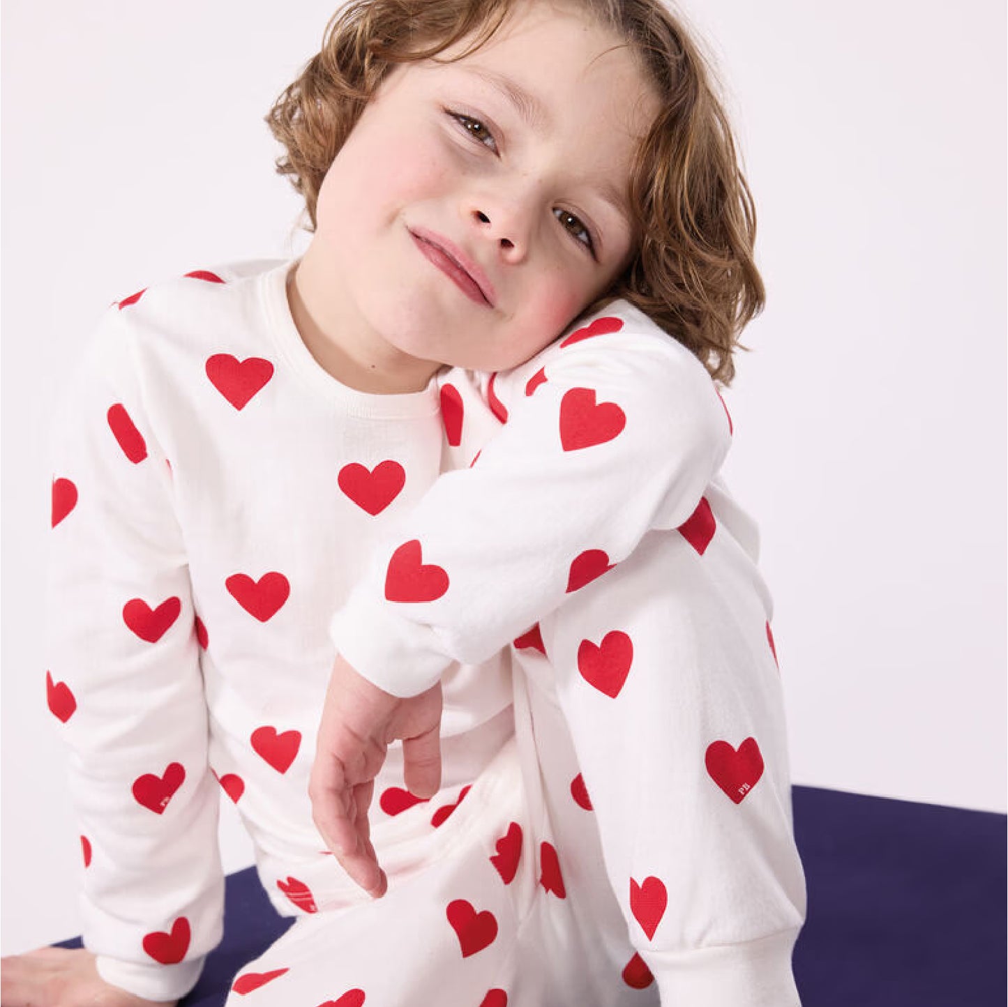 kinderpyjama katoen, hartjesprint - PETIT BATEAU