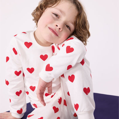 kinderpyjama katoen, hartjesprint - PETIT BATEAU