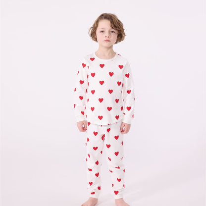 kinderpyjama katoen, hartjesprint - PETIT BATEAU