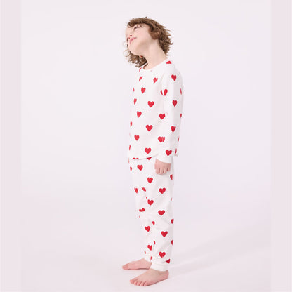 kinderpyjama katoen, hartjesprint - PETIT BATEAU