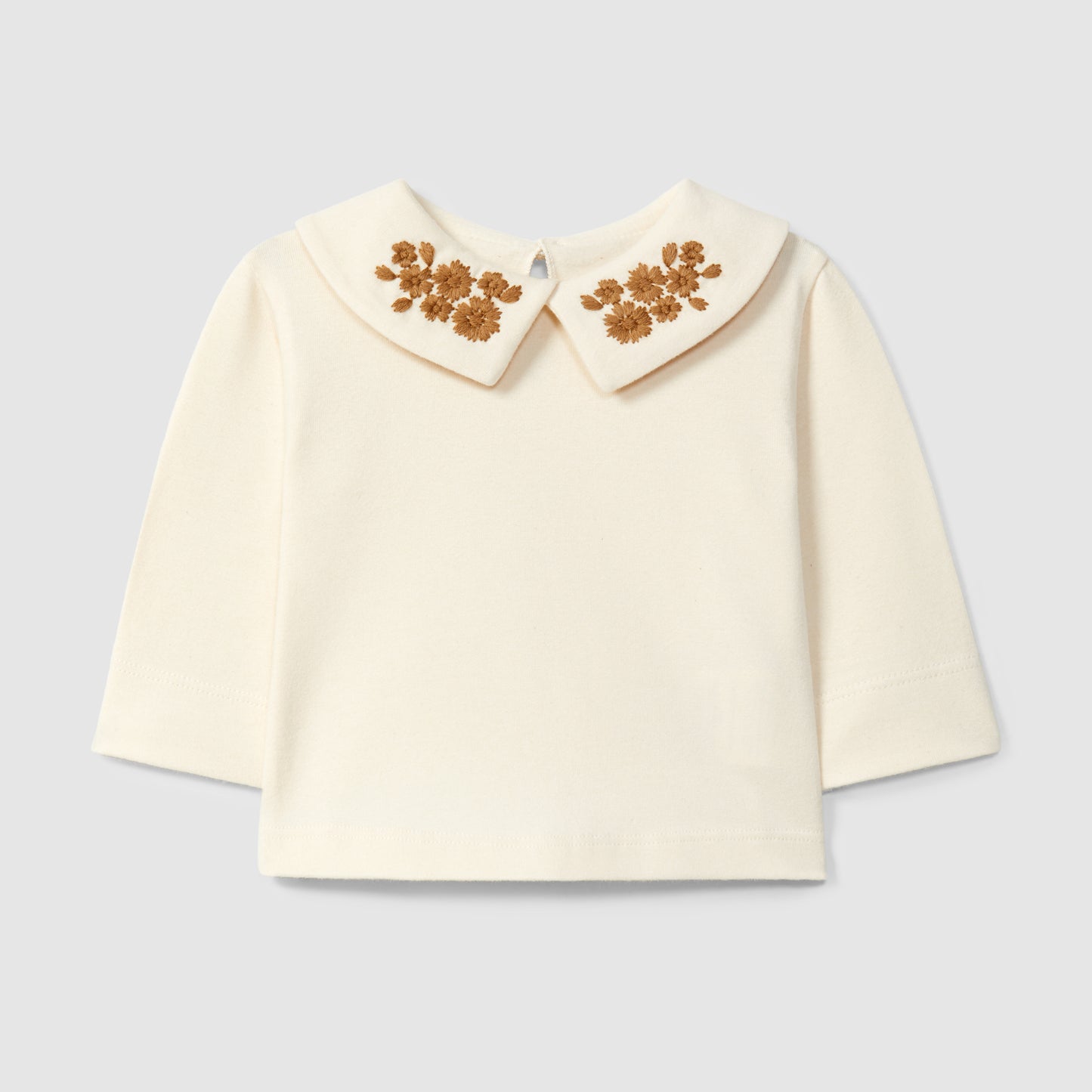 t-shirt lange mouw + kraagje, almond - SNUG