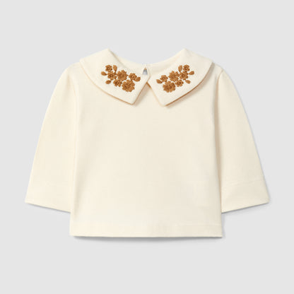 t-shirt lange mouw + kraagje, almond - SNUG