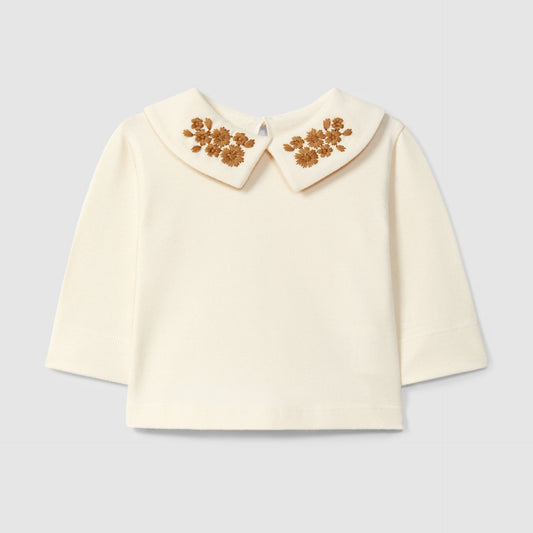 t-shirt lange mouw + kraagje, almond - SNUG