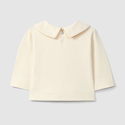 t-shirt lange mouw + kraagje, almond - SNUG