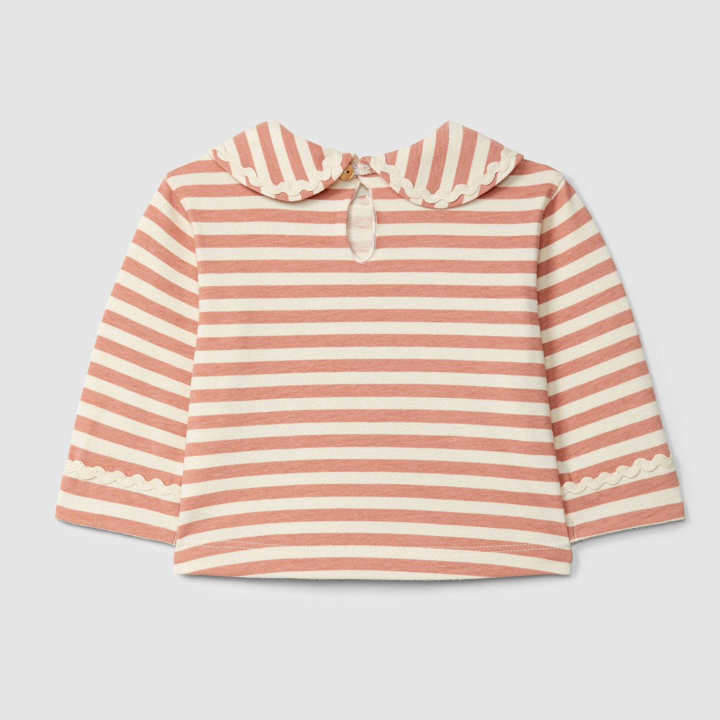 t-shirt lange mouw stripe + kraagje, dark pink - SNUG