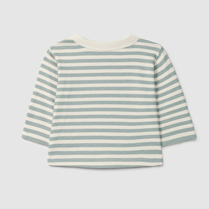 t-shirt lange mouw stripe, green - SNUG