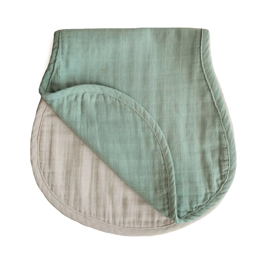 spuugdoek 2-pack, roman green/fog – MUSHIE
