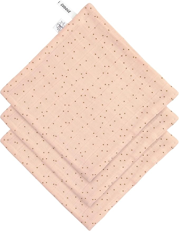 wasdoek tetra/terry, 3-pack, dots peach rose - LÄSSIG