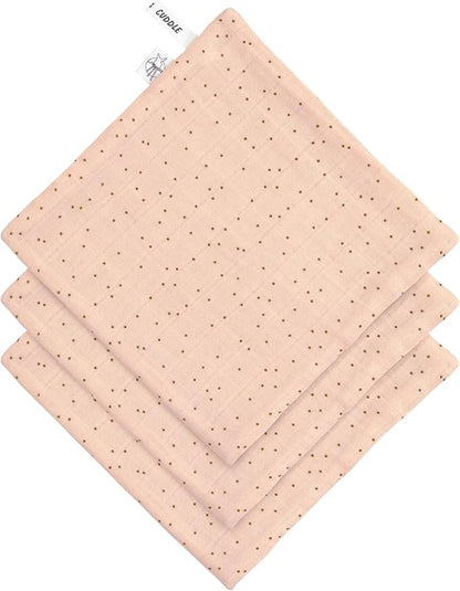 wasdoek tetra/terry, 3-pack, dots peach rose - LÄSSIG