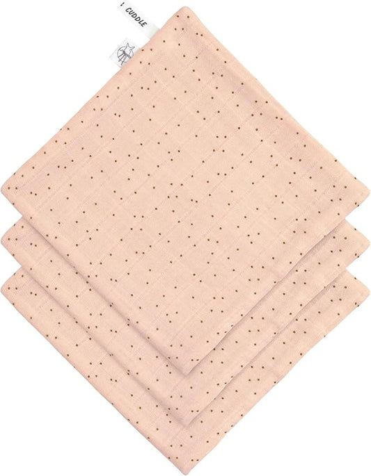 wasdoek tetra/terry, 3-pack, dots peach rose - LÄSSIG