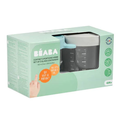 bewaarpotjes set, green/grey, 150/250 ML - BEABA