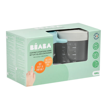 bewaarpotjes set, green/grey, 150/250 ML - BEABA
