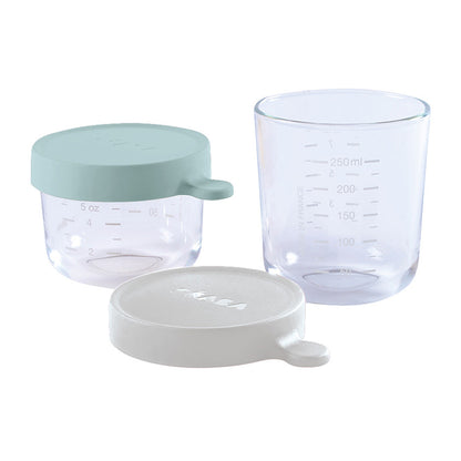 bewaarpotjes set, green/grey, 150/250 ML - BEABA