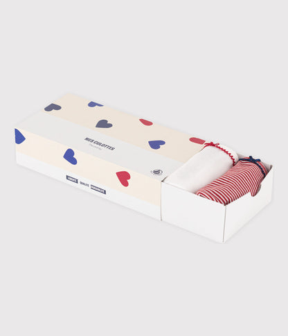 slips, 5-pack, wit/gestreept/hartjes - PETIT BATEAU