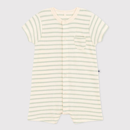 jumpsuit badstof kort, gestreept herbier - PETIT BATEAU