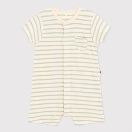 jumpsuit badstof kort, gestreept herbier - PETIT BATEAU