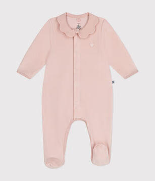 babypyjama fluweel, lichtroze - PETIT BATEAU