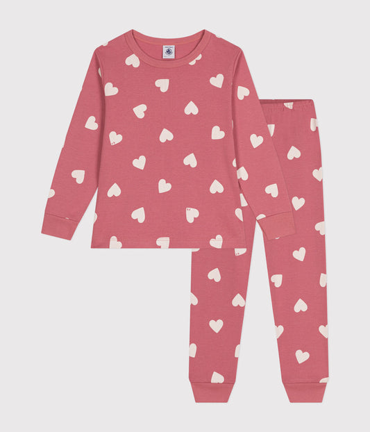 kinderpyjama katoen hart, rosewood - PETIT BATEAU