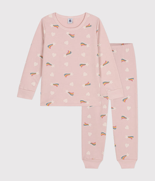 kinderpyjama geruwde fleece, ster/hart - PETIT BATEAU