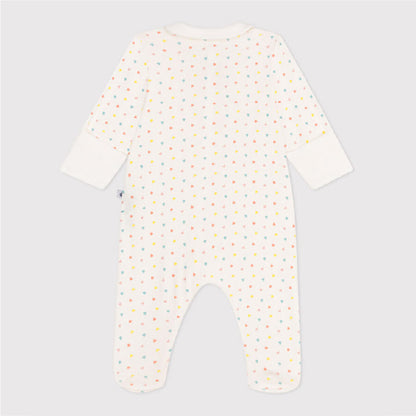 pyjama katoen met rits + kraag, kleine zomerhartjes - PETIT BATEAU