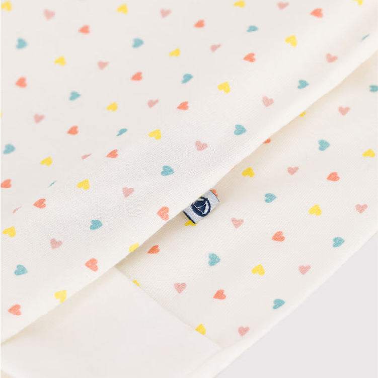 pyjama katoen met rits + kraag, kleine zomerhartjes - PETIT BATEAU