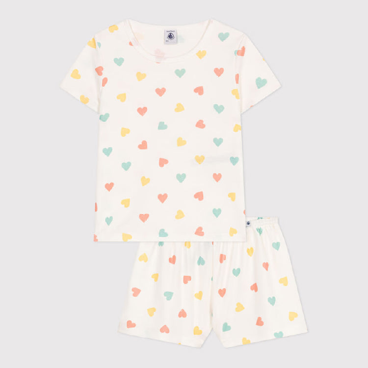 kinderpyjama katoen, zomerhartjes - PETIT BATEAU