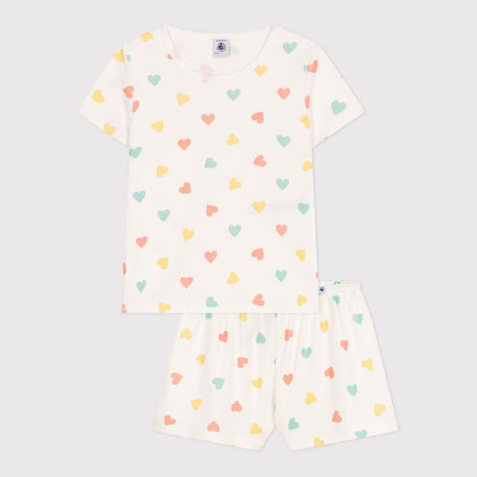 kinderpyjama katoen, zomerhartjes - PETIT BATEAU